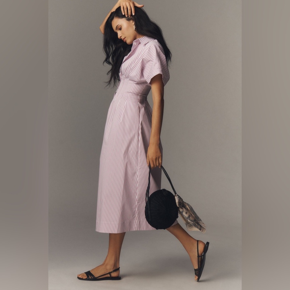 Anthropologie The Tobie Button-Front Pleated Shirt Dress - Picture 6 of 14